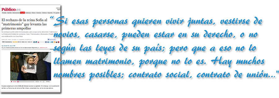 Declaraciones de la reina sobre el matrimonio entre las personas del mismo sexo